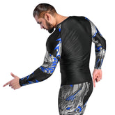 Roar MMA Rash Guard BJJ  Darken Blue Long Sleeve Compression Fight Gear Shirt No Gi